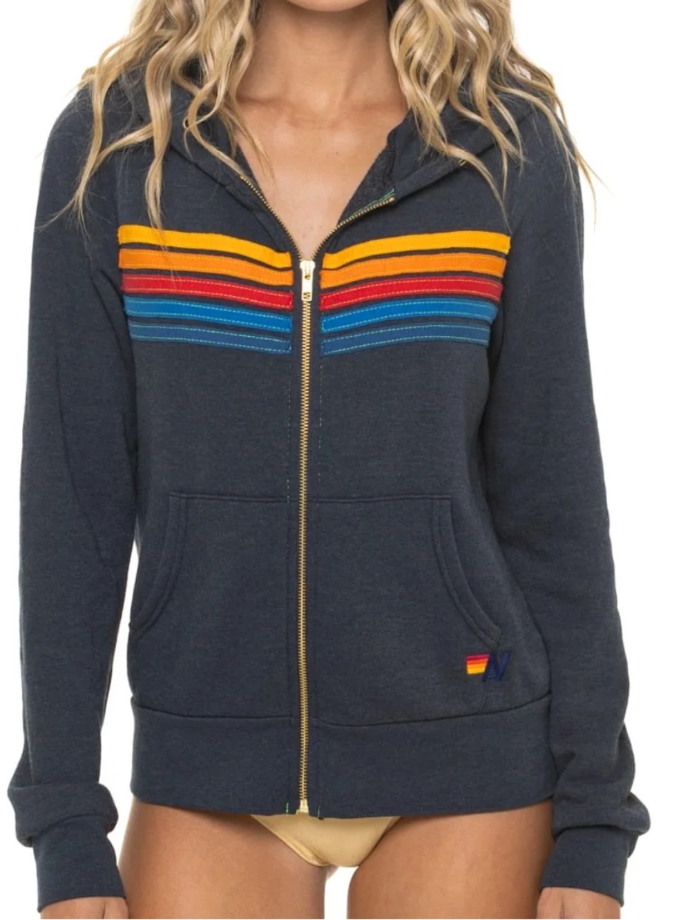 Aviator Nation 5 STRIPE HOODIE - CHARCOAL